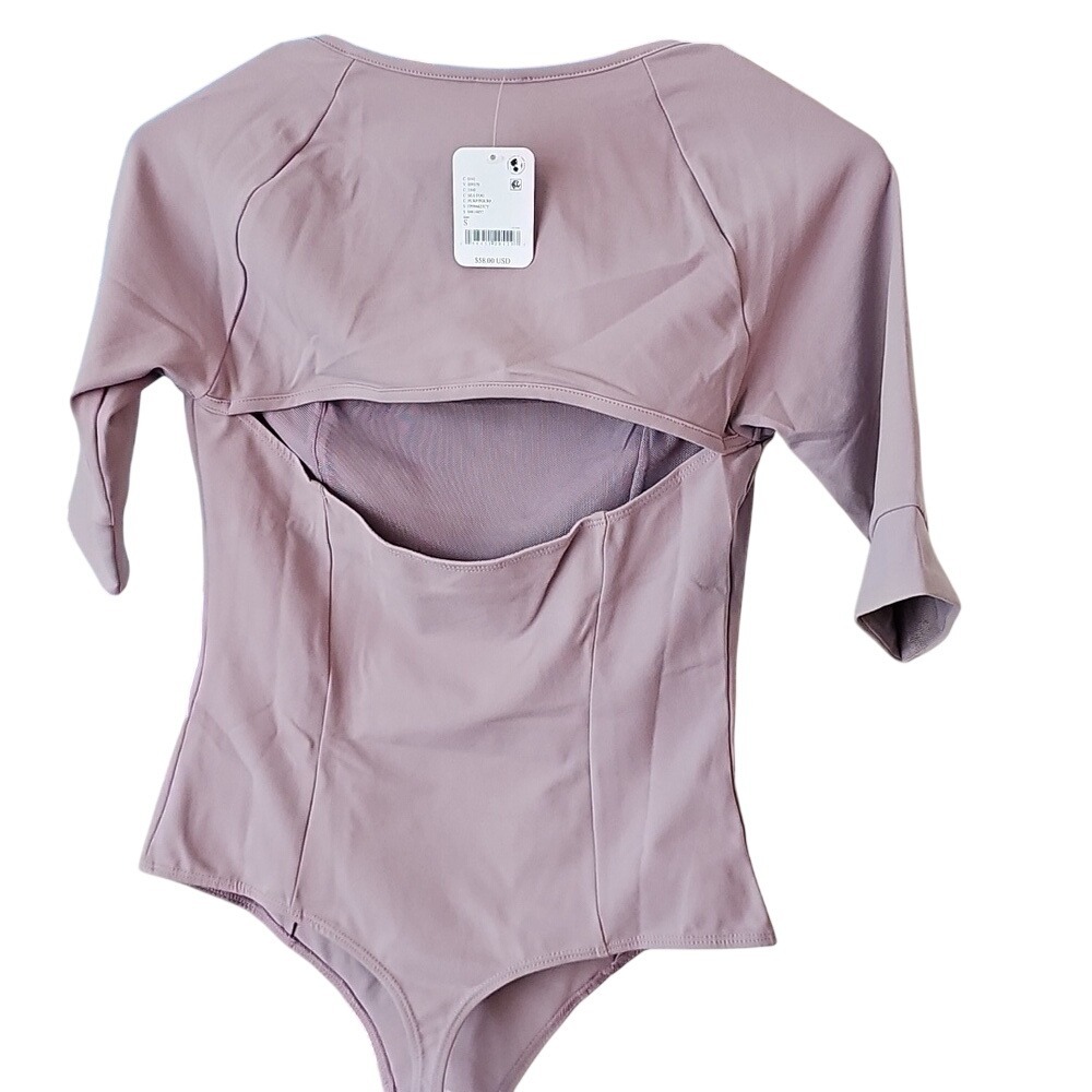 Free People Square Neck Bodysuit Lavender Pink Small - Picture 3 of 7